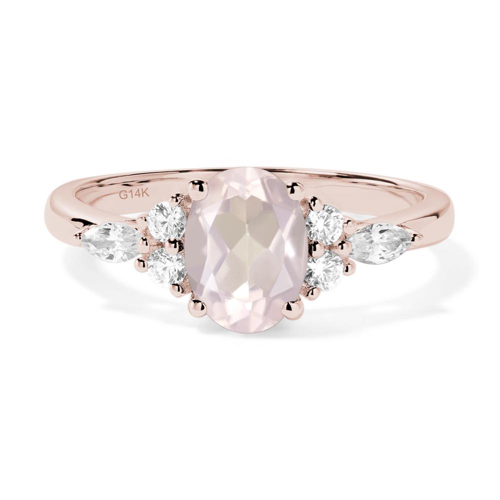 Simple Oval Rose Quartz Engagement Ring - LUO Jewelry #metal_14k rose gold