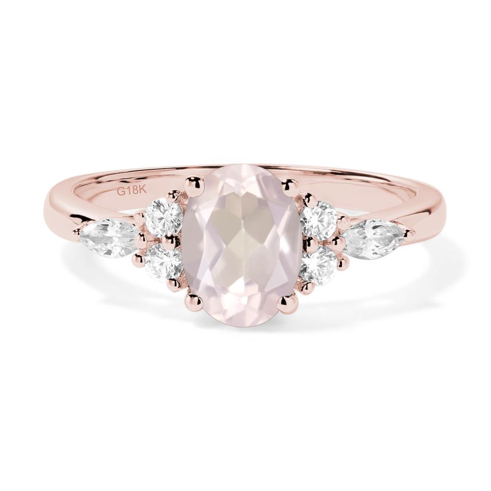 Simple Oval Rose Quartz Engagement Ring - LUO Jewelry #metal_18k rose gold
