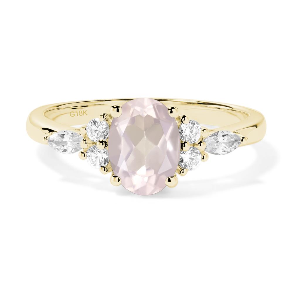 Simple Oval Rose Quartz Engagement Ring - LUO Jewelry #metal_18k yellow gold