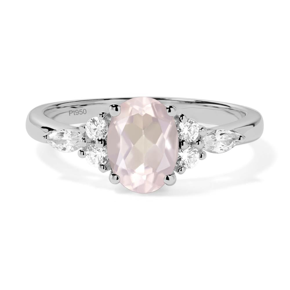 Simple Oval Rose Quartz Engagement Ring - LUO Jewelry #metal_platinum