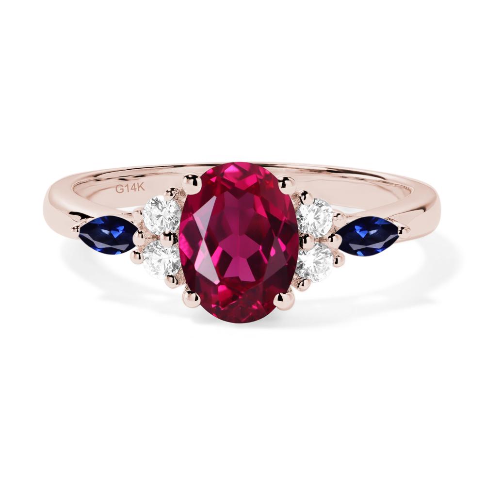 Simple Oval Ruby Engagement Ring - LUO Jewelry #metal_14k rose gold