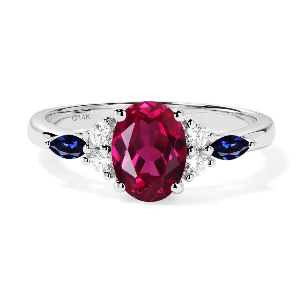 Simple Oval Ruby Engagement Ring - LUO Jewelry #metal_14k white gold