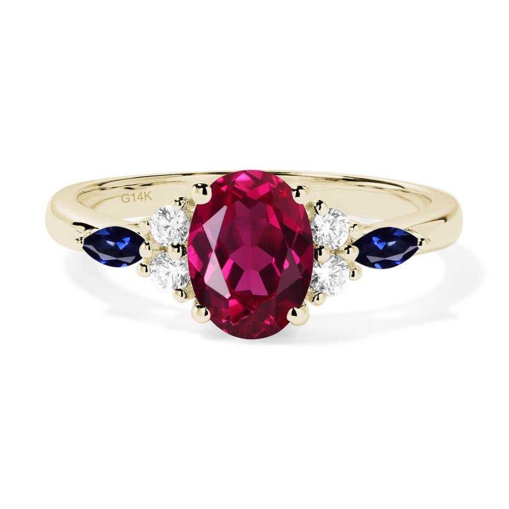 Simple Oval Ruby Engagement Ring - LUO Jewelry #metal_14k yellow gold