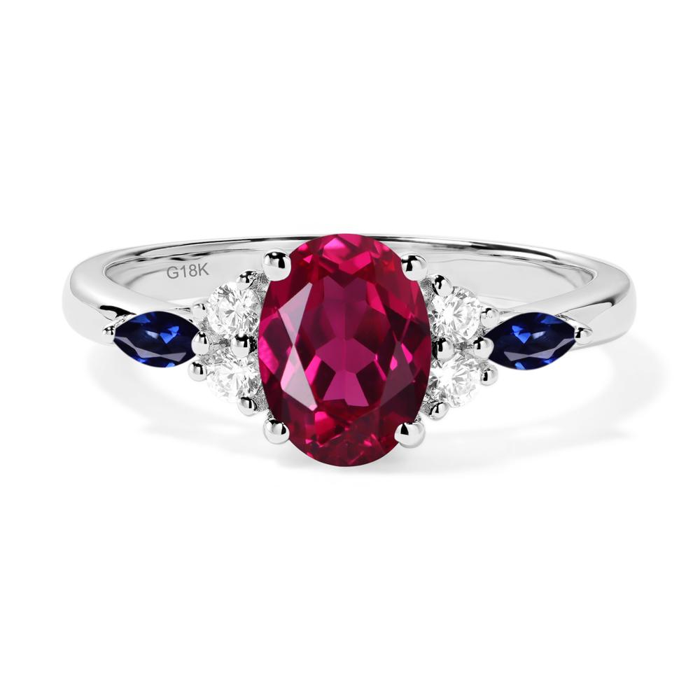 Simple Oval Ruby Engagement Ring - LUO Jewelry #metal_18k white gold