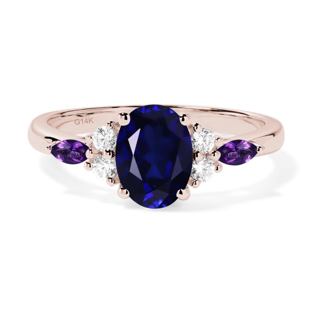 Simple Oval Lab Grown Sapphire Engagement Ring - LUO Jewelry #metal_14k rose gold