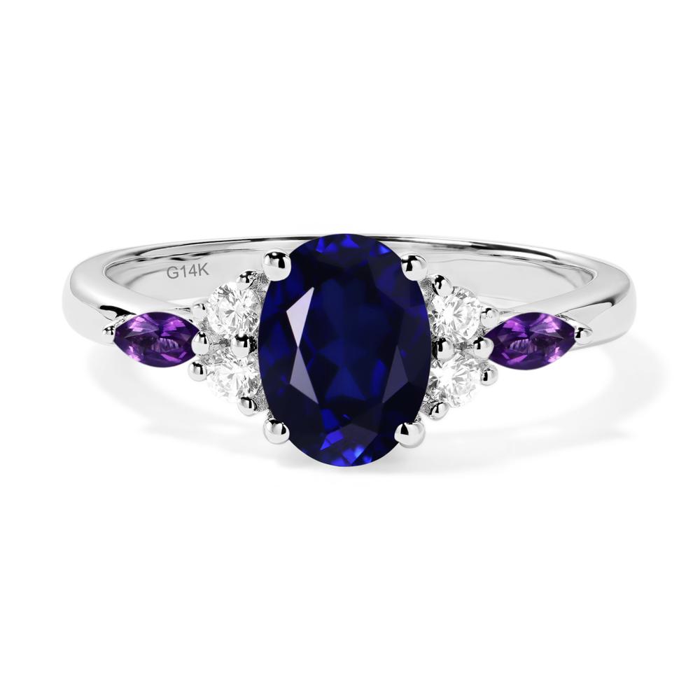Simple Oval Lab Grown Sapphire Engagement Ring - LUO Jewelry #metal_14k white gold