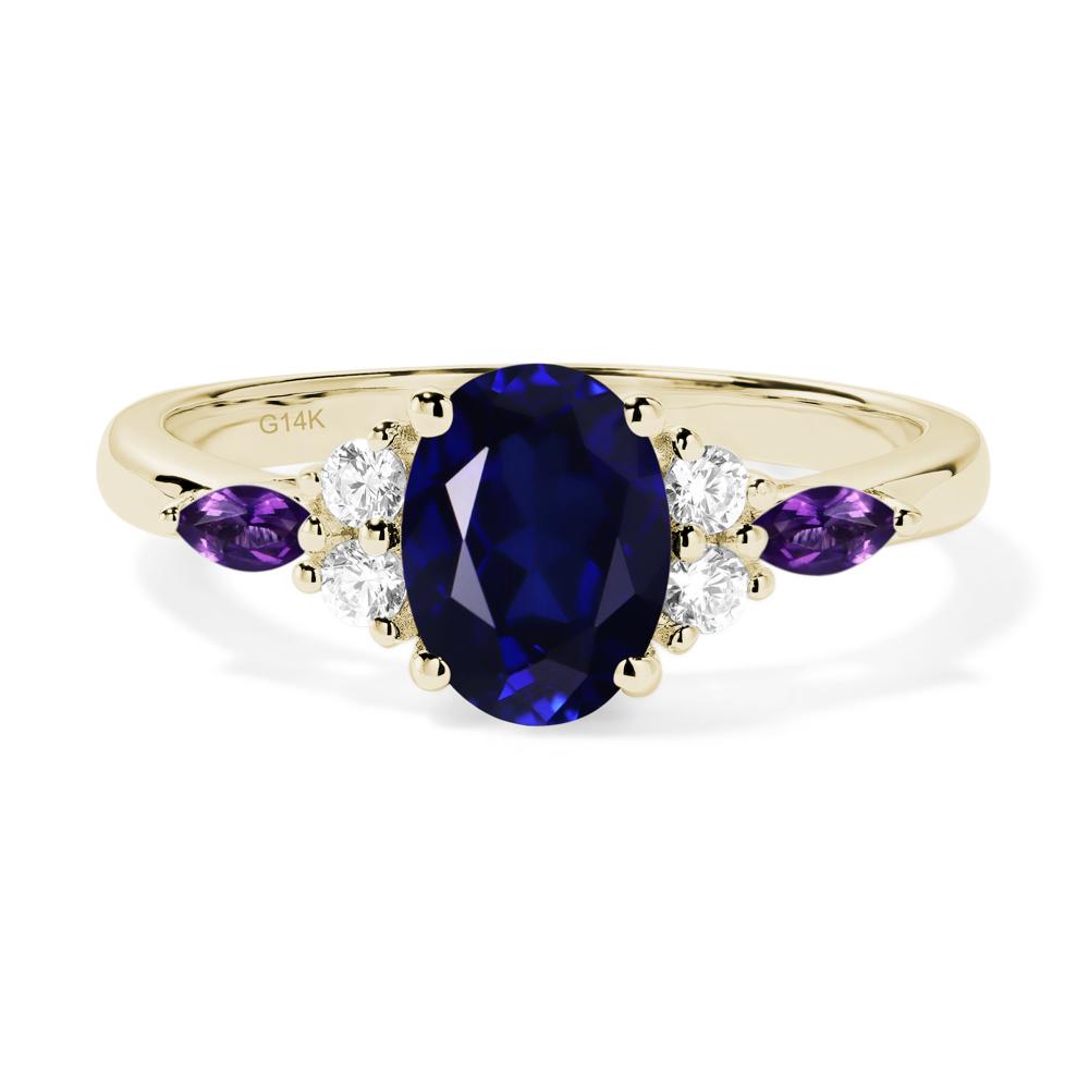Simple Oval Lab Grown Sapphire Engagement Ring - LUO Jewelry #metal_14k yellow gold