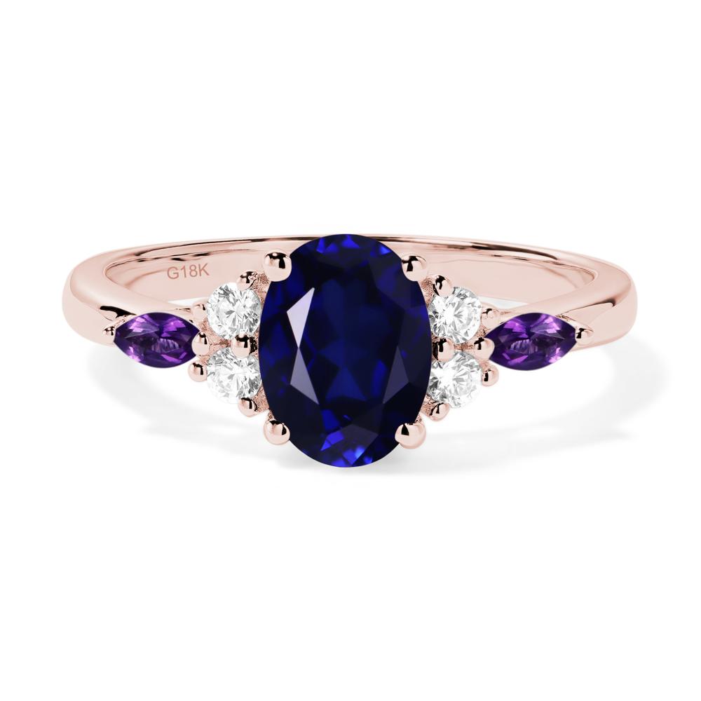 Simple Oval Lab Grown Sapphire Engagement Ring - LUO Jewelry #metal_18k rose gold