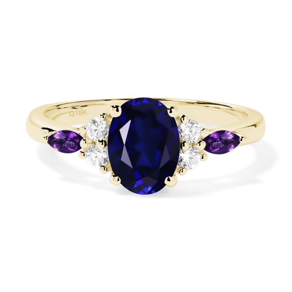 Simple Oval Lab Grown Sapphire Engagement Ring - LUO Jewelry #metal_18k yellow gold