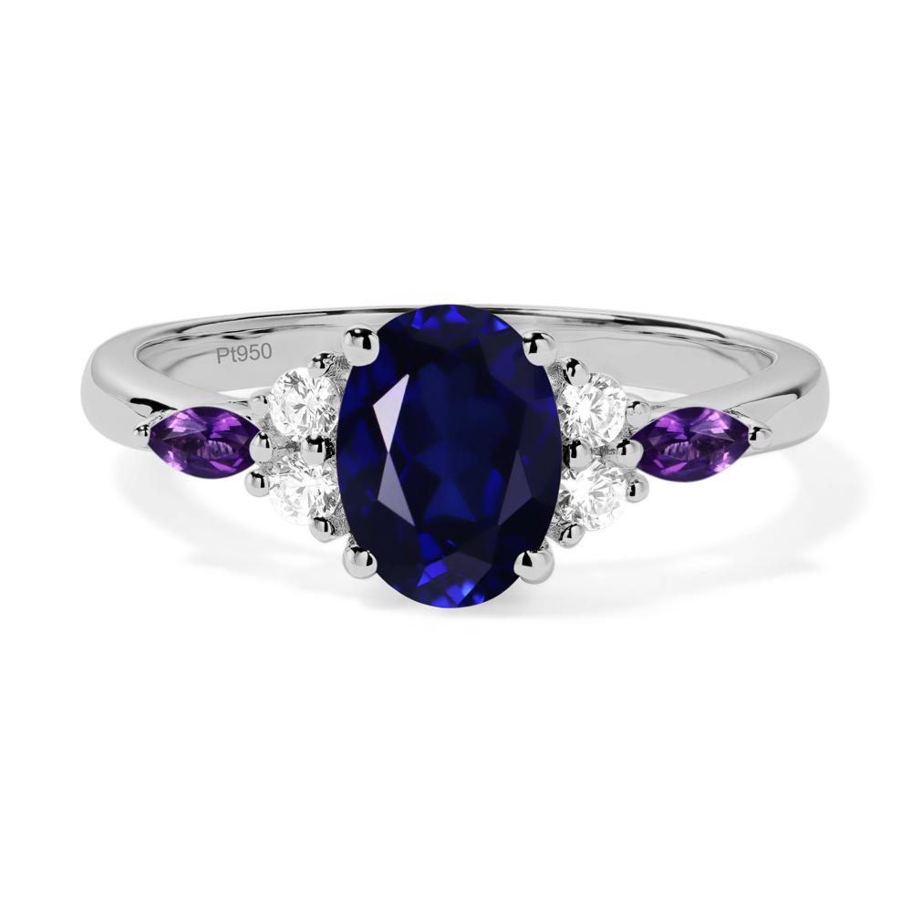 Simple Oval Lab Grown Sapphire Engagement Ring - LUO Jewelry #metal_platinum