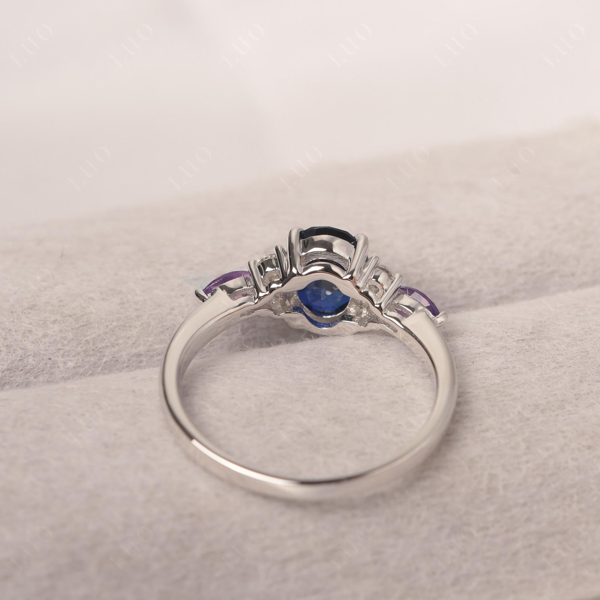 Simple Oval Lab Grown Sapphire Engagement Ring - LUO Jewelry
