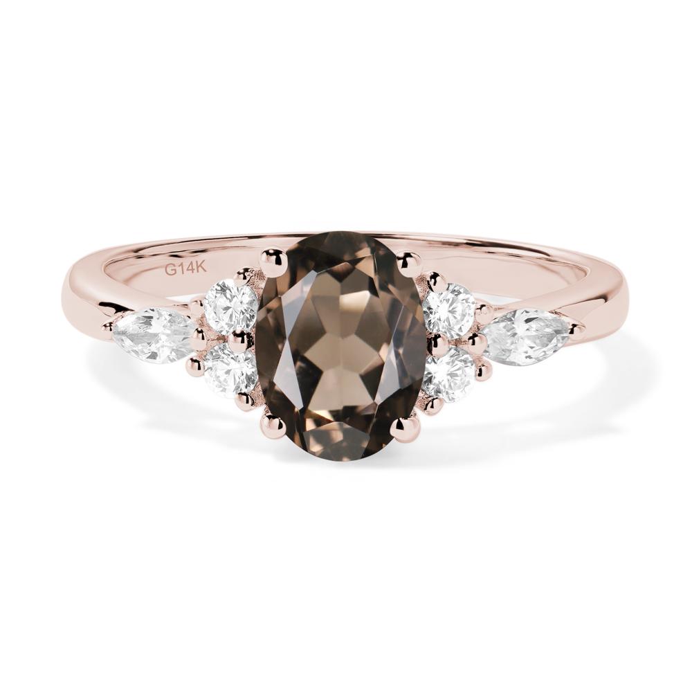 Simple Oval Smoky Quartz Engagement Ring - LUO Jewelry #metal_14k rose gold
