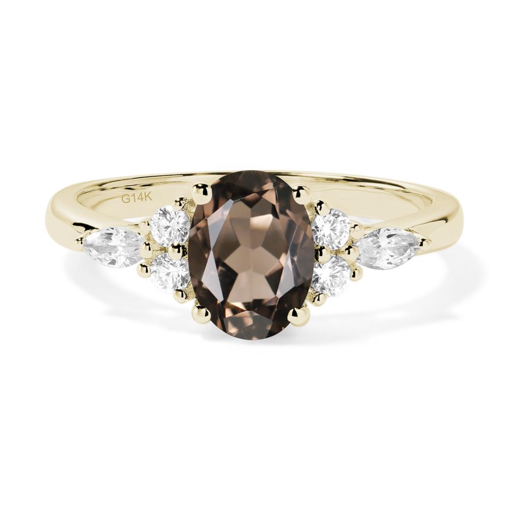 Simple Oval Smoky Quartz Engagement Ring - LUO Jewelry #metal_14k yellow gold