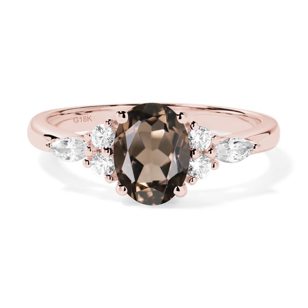 Simple Oval Smoky Quartz Engagement Ring - LUO Jewelry #metal_18k rose gold