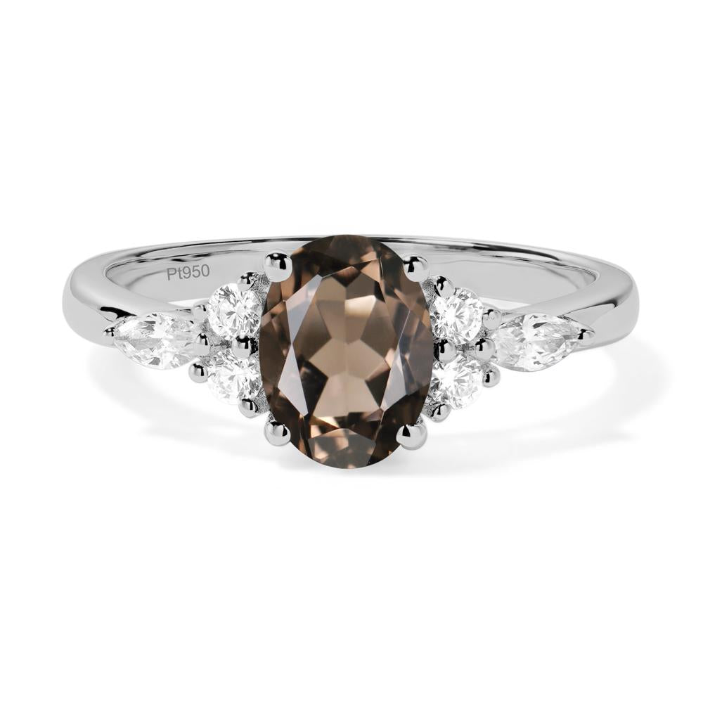 Simple Oval Smoky Quartz Engagement Ring - LUO Jewelry #metal_platinum