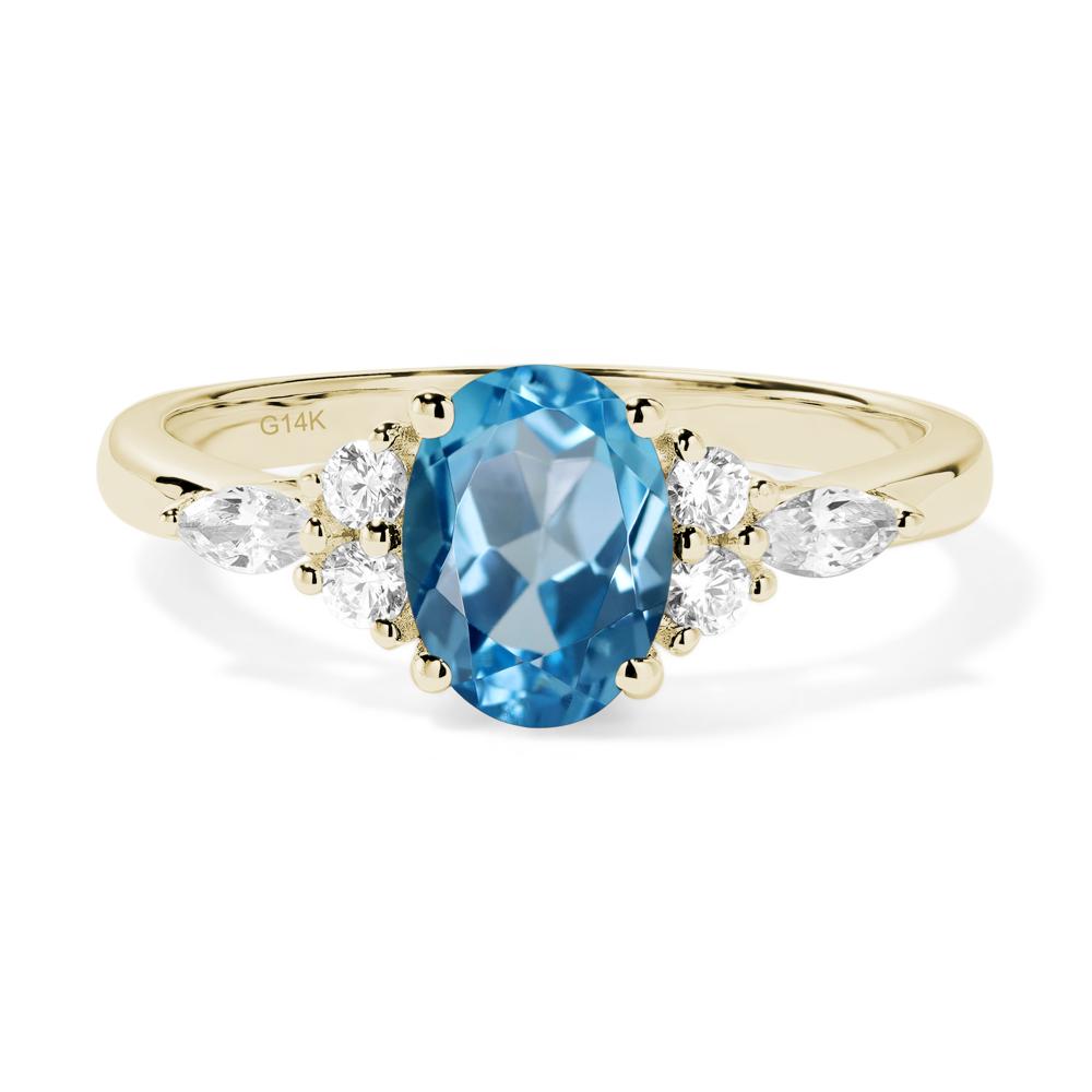 Simple Oval Swiss Blue Topaz Engagement Ring - LUO Jewelry #metal_14k yellow gold