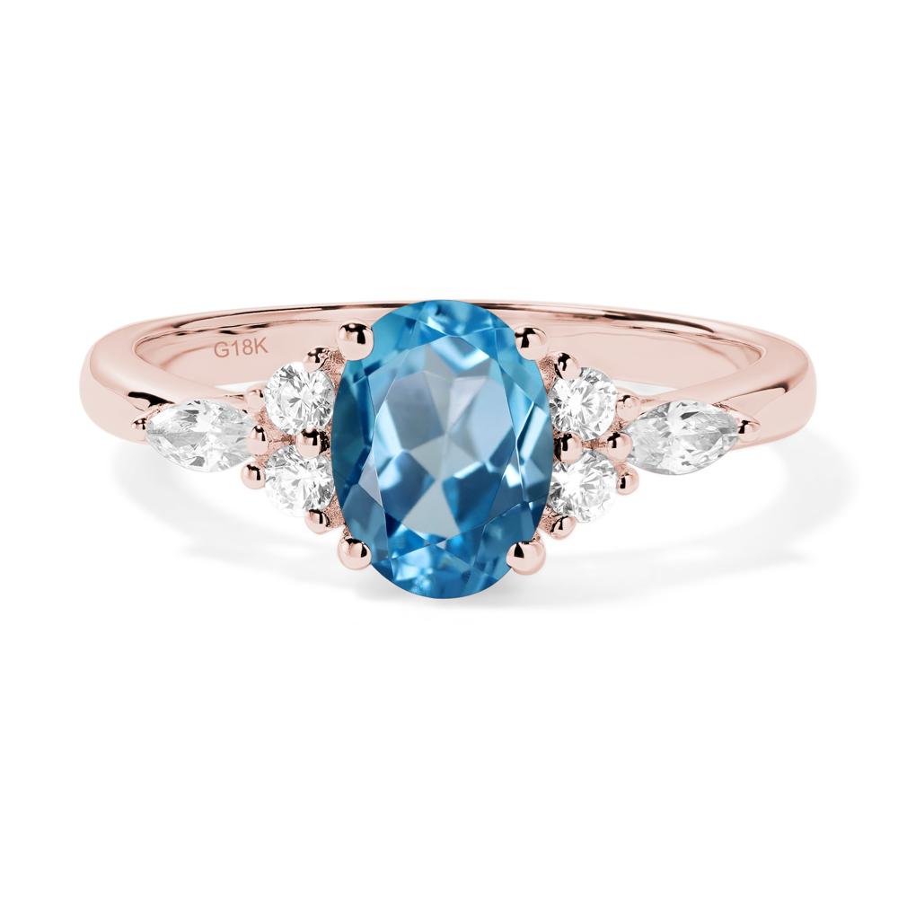 Simple Oval Swiss Blue Topaz Engagement Ring - LUO Jewelry #metal_18k rose gold