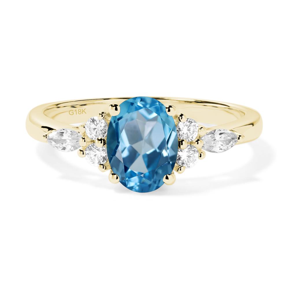 Simple Oval Swiss Blue Topaz Engagement Ring - LUO Jewelry #metal_18k yellow gold