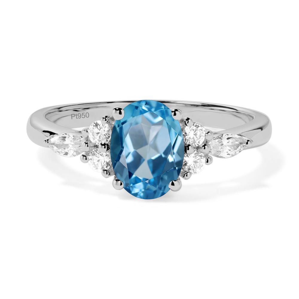 Simple Oval Swiss Blue Topaz Engagement Ring - LUO Jewelry #metal_platinum