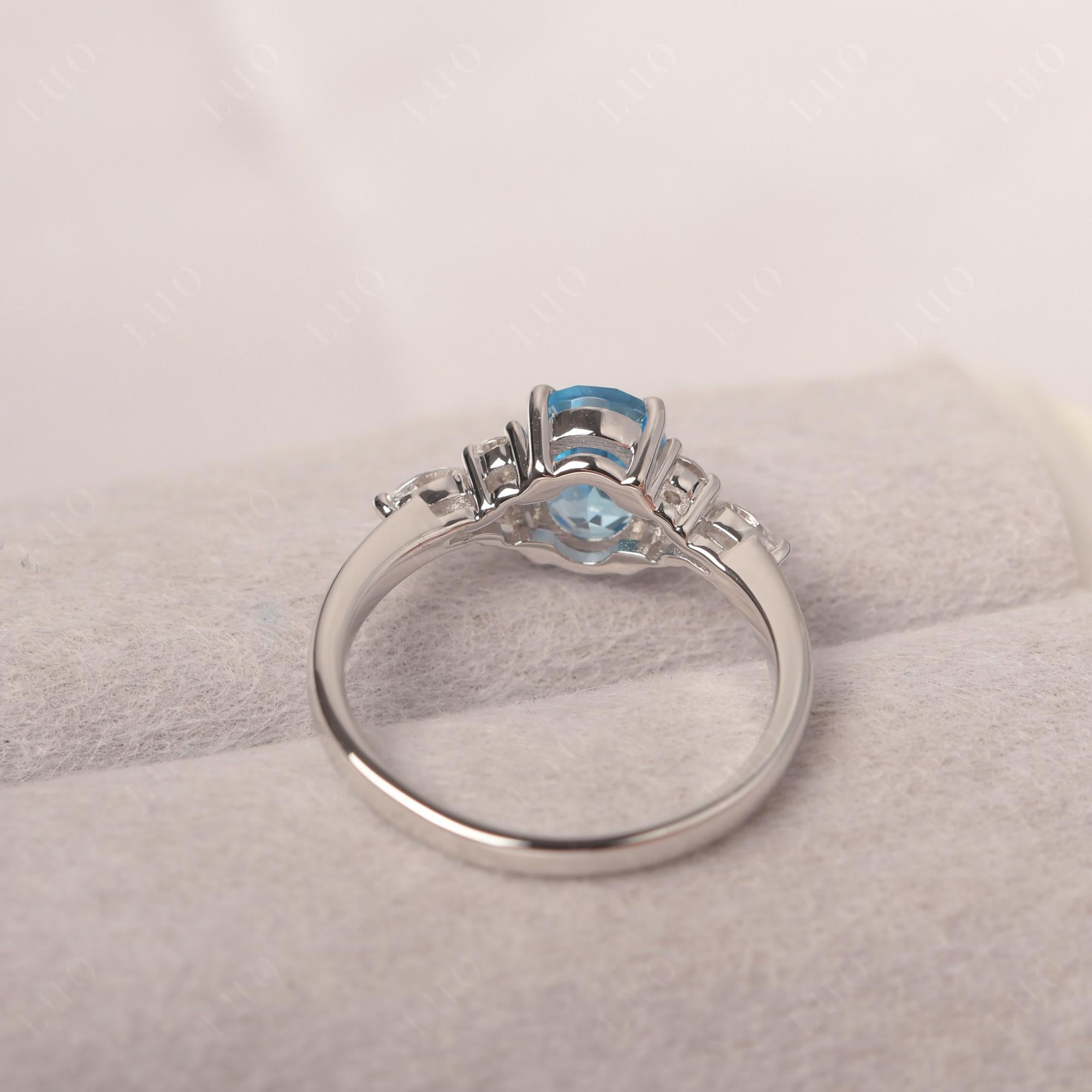 Simple Oval Swiss Blue Topaz Engagement Ring - LUO Jewelry