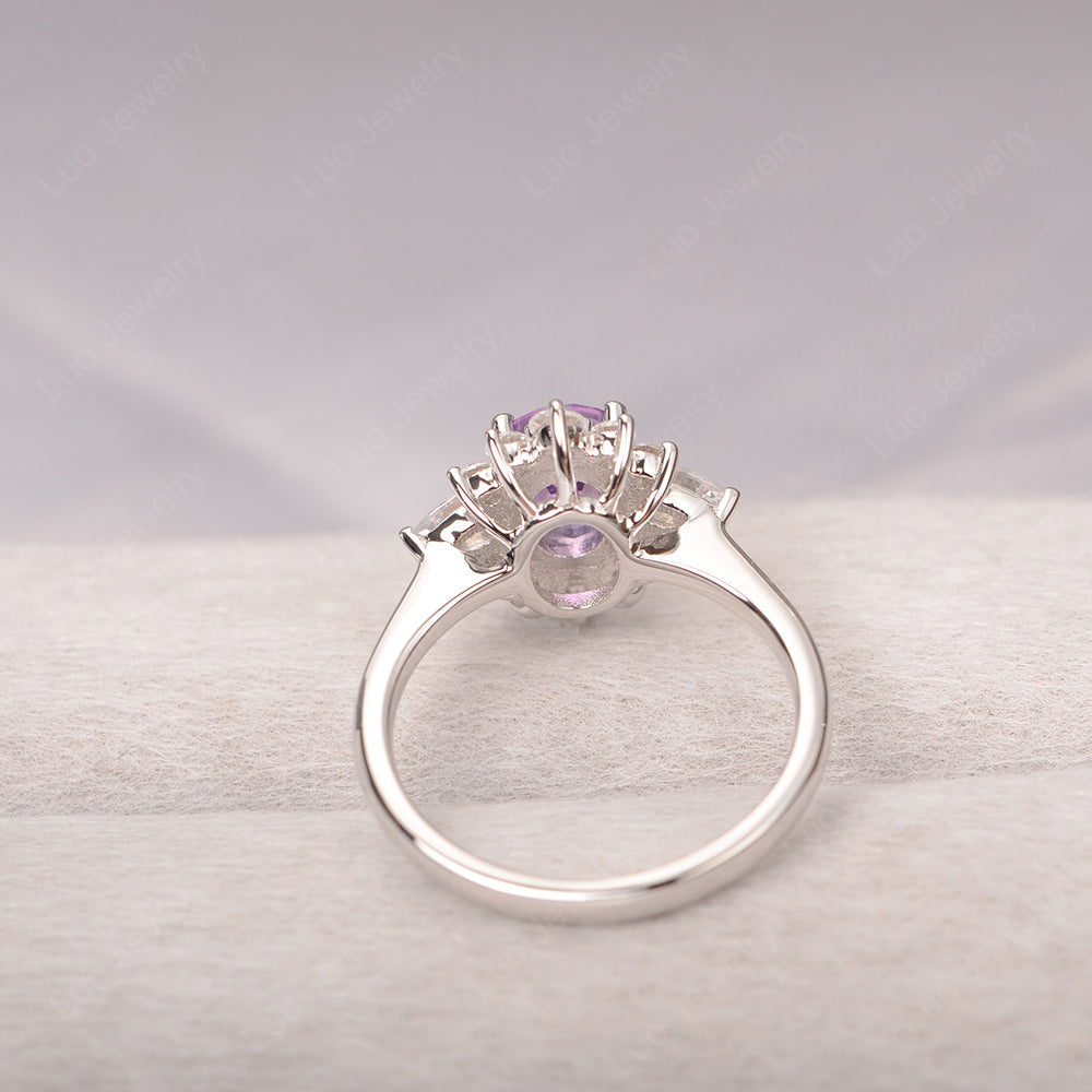 Oval Cut Amethyst Ring With Pear Side Stone - LUO Jewelry