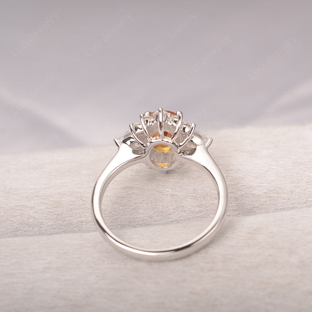 Oval Cut Citrine Ring With Pear Side Stone - LUO Jewelry