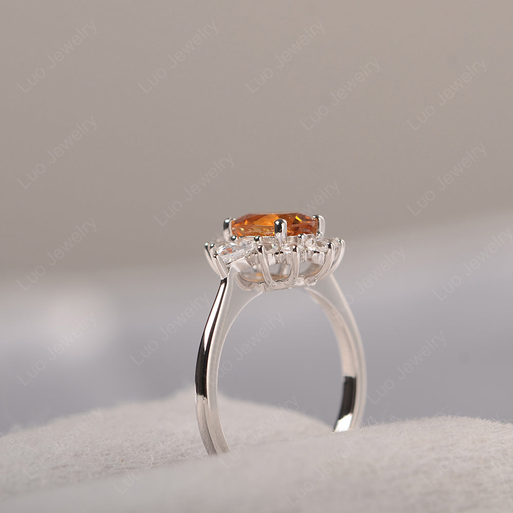 Oval Cut Citrine Ring With Pear Side Stone - LUO Jewelry