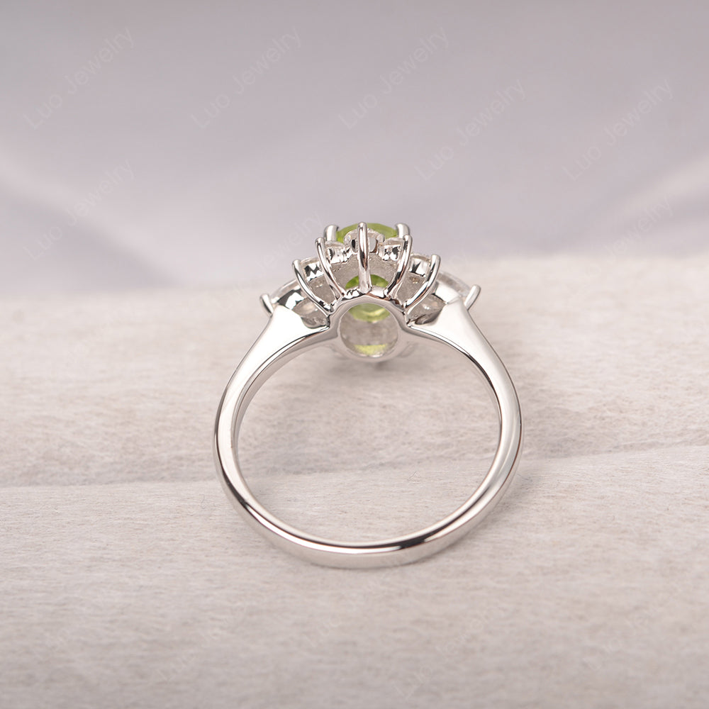 Oval Cut Peridot Ring With Pear Side Stone - LUO Jewelry