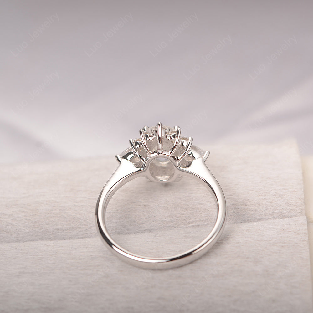 Oval Cut White Topaz Ring With Pear Side Stone - LUO Jewelry