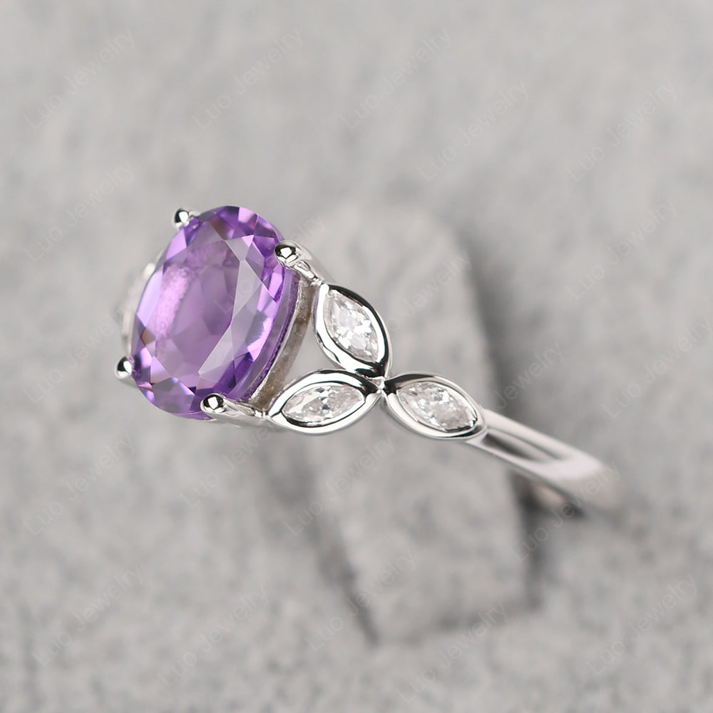 Amethyst Vintage Oval Engagement Rings Silver - LUO Jewelry