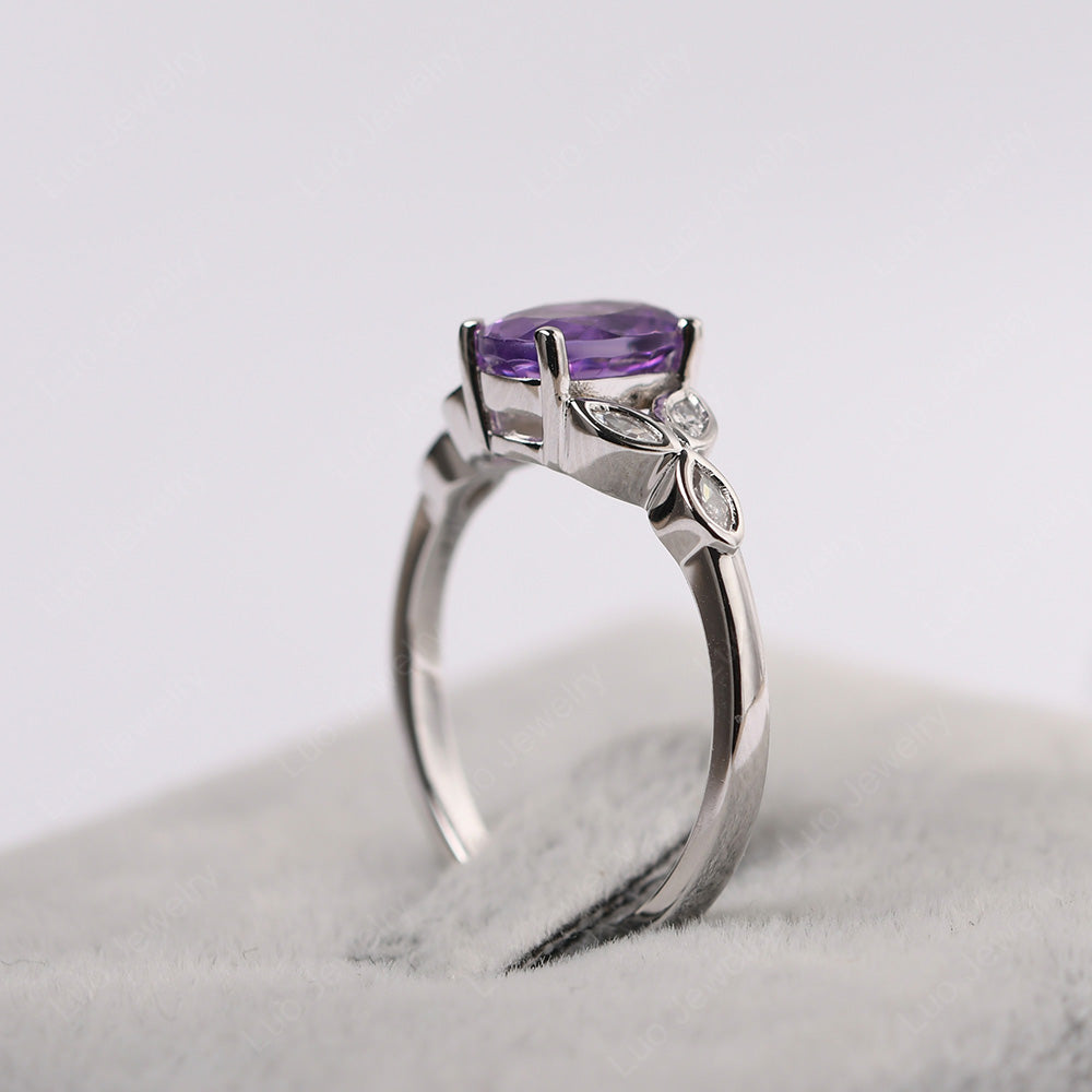 Amethyst Vintage Oval Engagement Rings Silver - LUO Jewelry