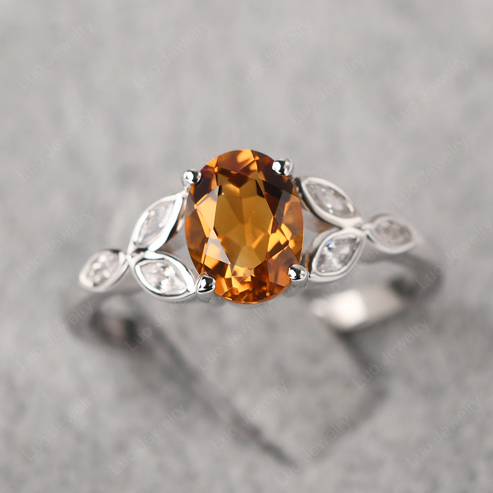 Citrine Vintage Oval Engagement Rings Silver - LUO Jewelry