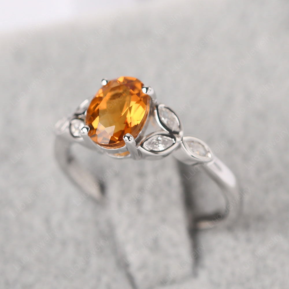 Citrine Vintage Oval Engagement Rings Silver - LUO Jewelry