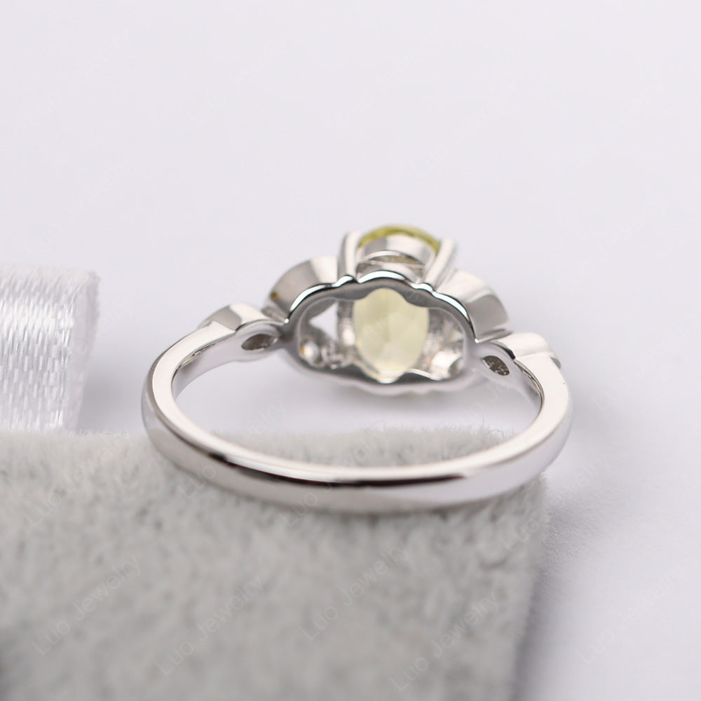 Lemon Quartz Vintage Oval Engagement Rings Silver - LUO Jewelry