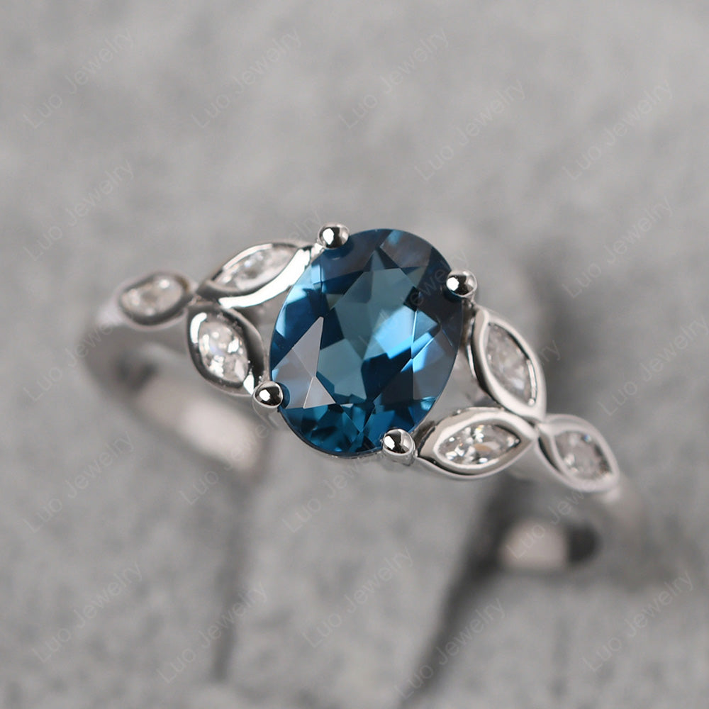 London Blue Topaz Vintage Oval Engagement Rings Silver - LUO Jewelry