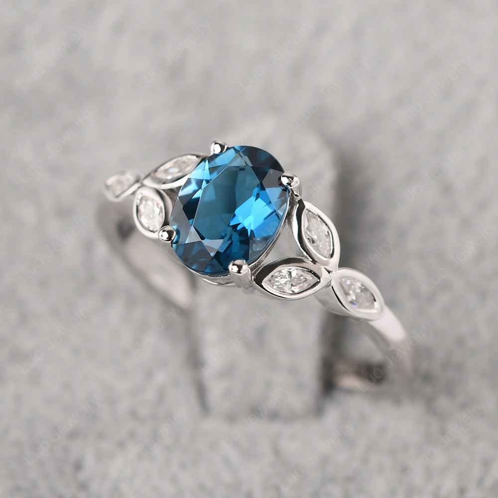 London Blue Topaz Vintage Oval Engagement Rings Silver - LUO Jewelry