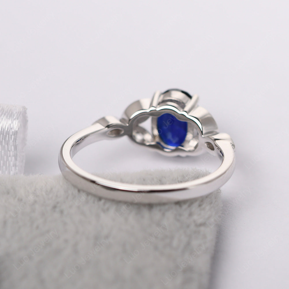 Lab Sapphire Vintage Oval Engagement Rings Silver - LUO Jewelry