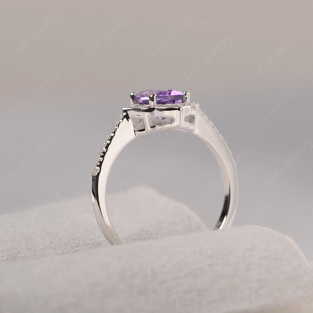 Amethyst Vintage Oval Halo Engagement Rings - LUO Jewelry