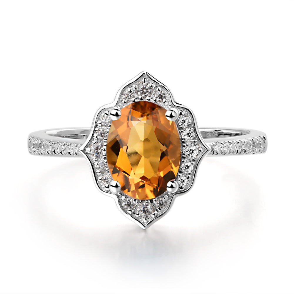 Citrine Vintage Oval Halo Engagement Rings - LUO Jewelry