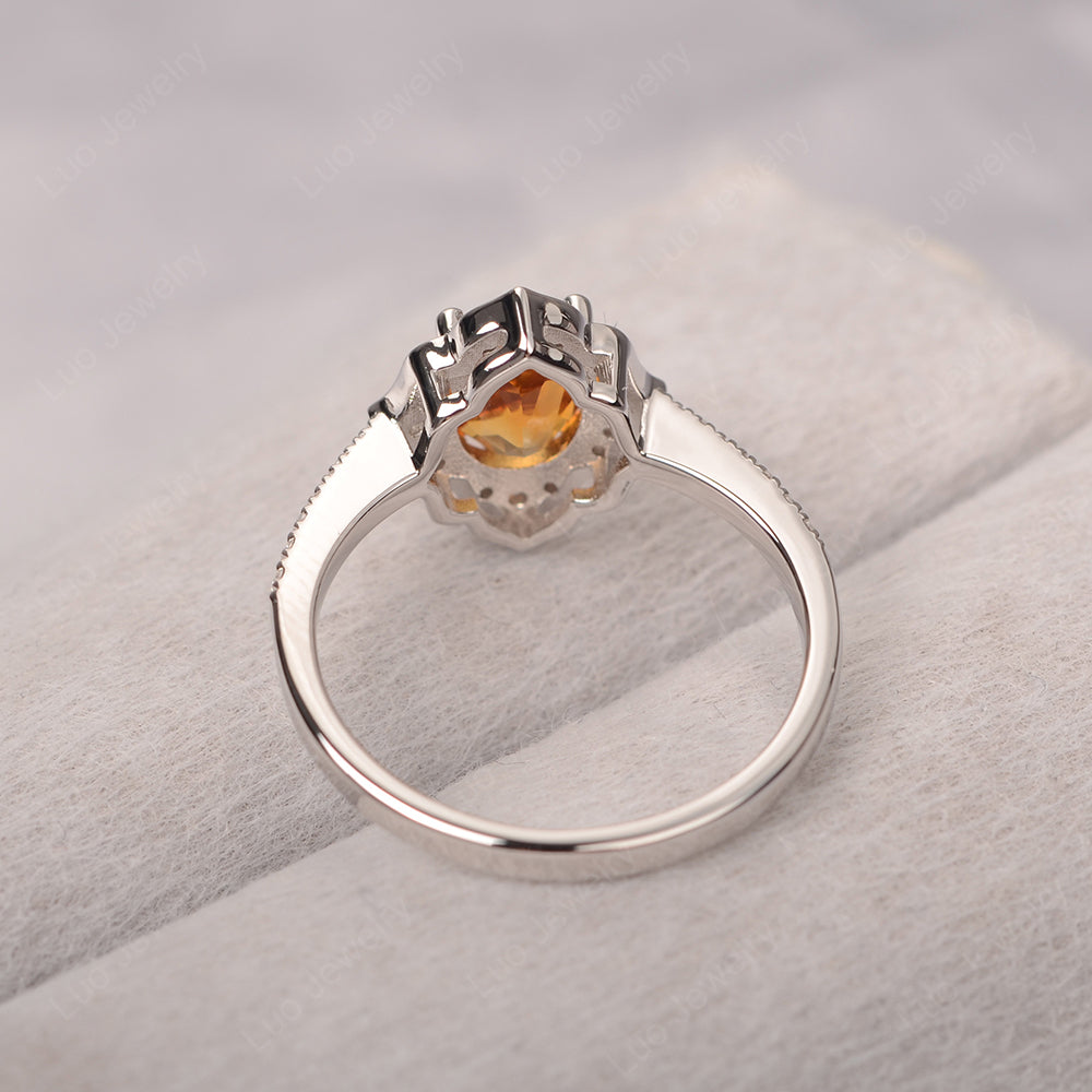 Citrine Vintage Oval Halo Engagement Rings - LUO Jewelry