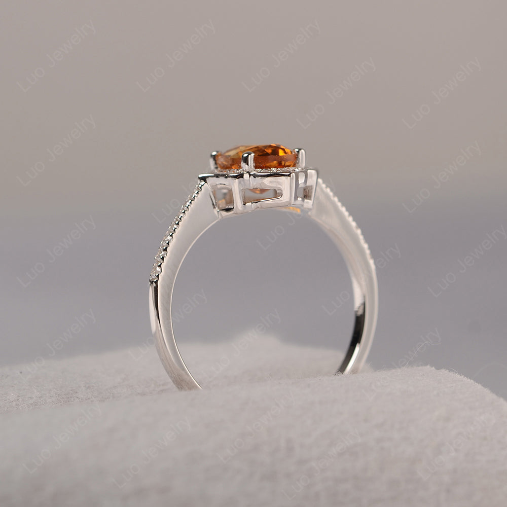 Citrine Vintage Oval Halo Engagement Rings - LUO Jewelry