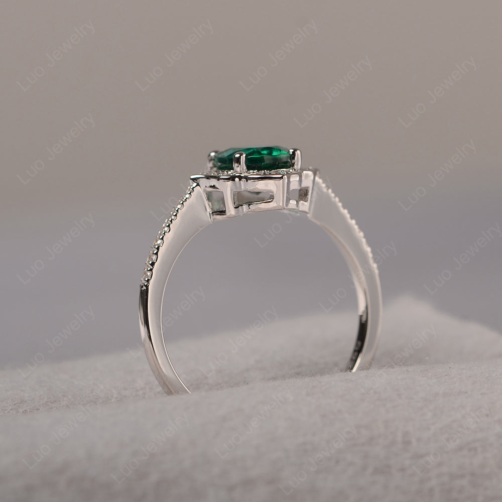 Lab Emerald Vintage Oval Halo Engagement Rings - LUO Jewelry