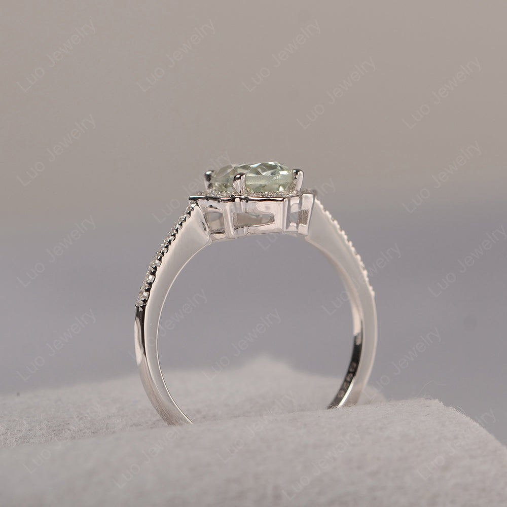 Green Amethyst Vintage Oval Halo Engagement Rings - LUO Jewelry