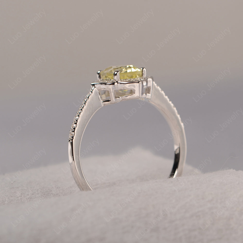 Lemon Quartz Vintage Oval Halo Engagement Rings - LUO Jewelry