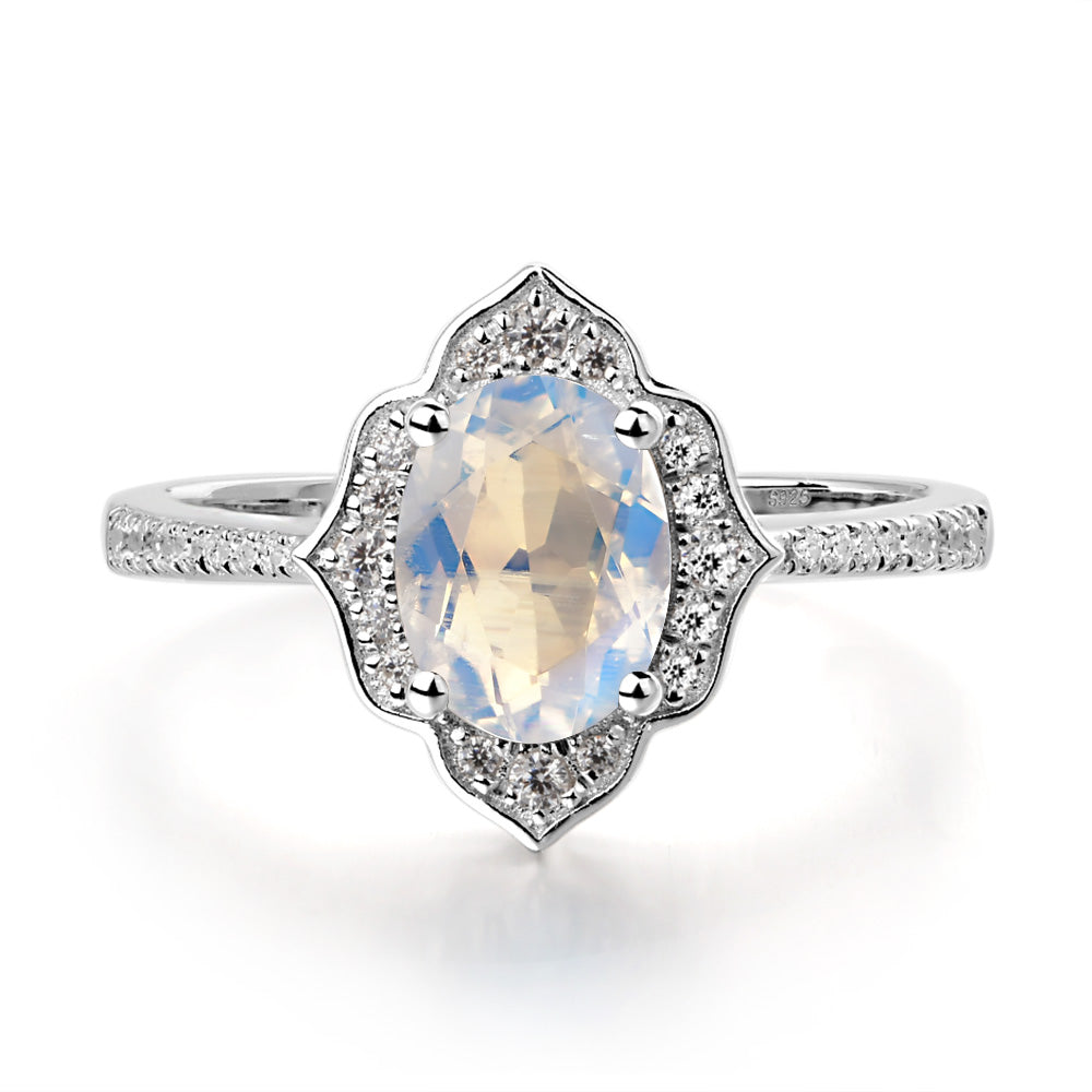 Moonstone Vintage Oval Halo Engagement Rings - LUO Jewelry