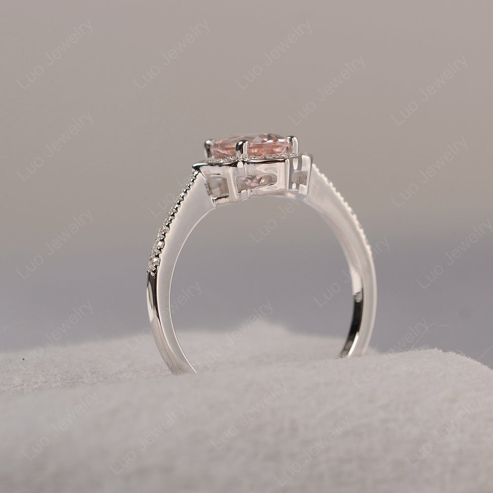 Morganite Vintage Oval Halo Engagement Rings - LUO Jewelry