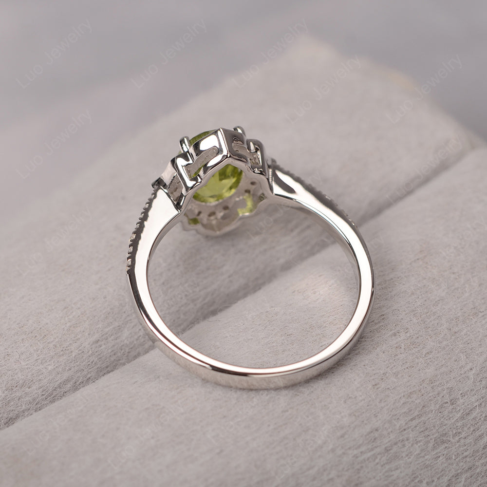 Peridot Vintage Oval Halo Engagement Rings - LUO Jewelry