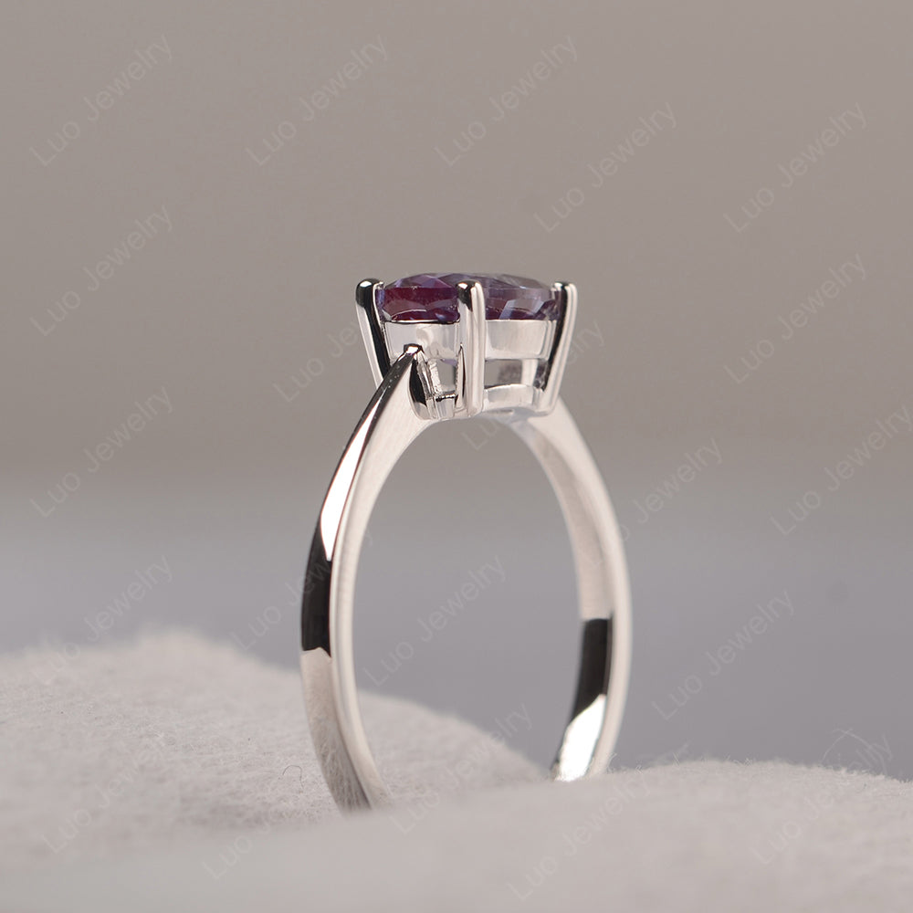 Alexandrite Horizontal Oval Solitaire Engagement Rings - LUO Jewelry