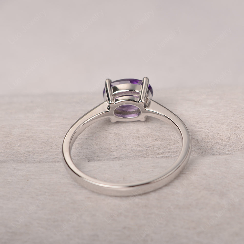 Amethyst Horizontal Oval Solitaire Engagement Rings - LUO Jewelry