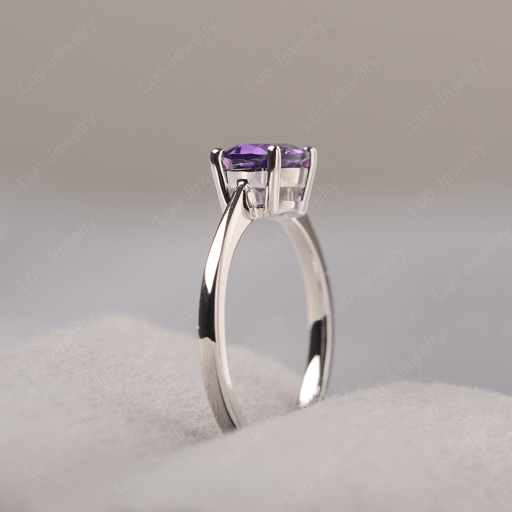 Amethyst Horizontal Oval Solitaire Engagement Rings - LUO Jewelry
